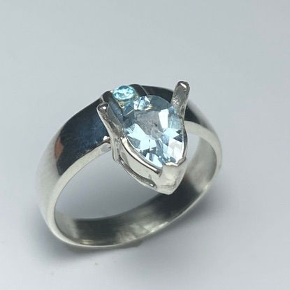 Miniatura: 0.7ct Natural Light blue Aquamarine 925 Silver / Gold/ Platinum ring