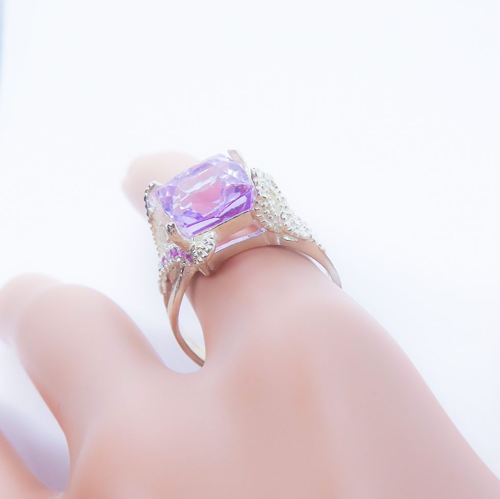 Thumbnail: 6.30cts Natural pink Kunzite 925 Silver / Gold/ Platinum ring