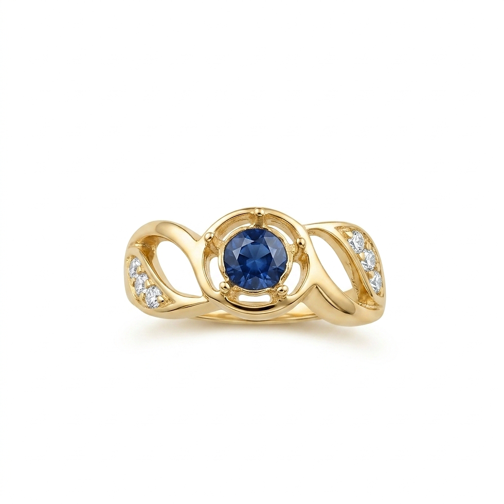 縮圖：0.4ct Natural Cornflower Blue Sapphire 925 Silver/ Gold ring