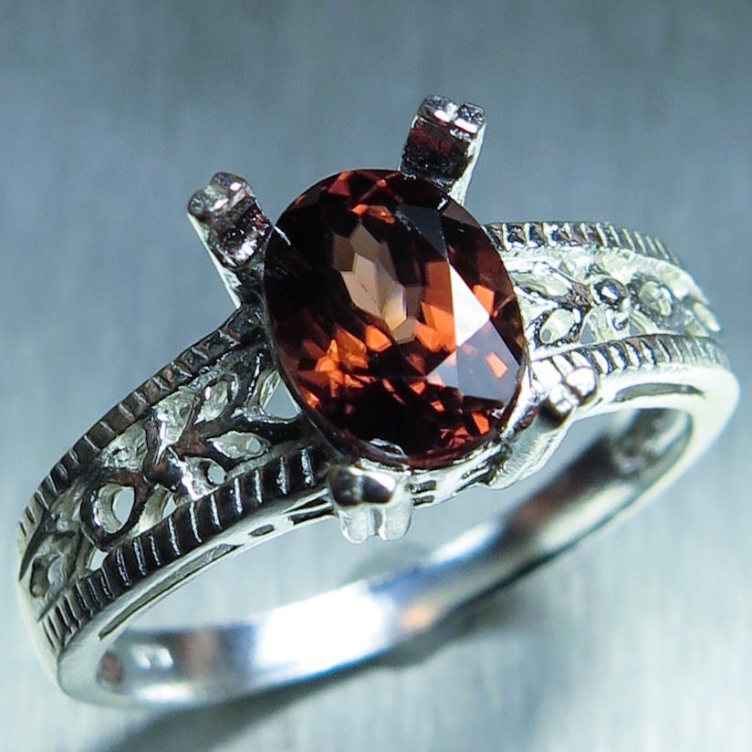 Miniatura: 1.75ct Natural red Zircon 925 Silver / Gold/ Platinum ring