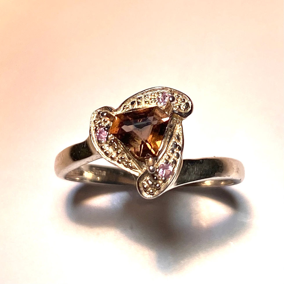 Miniatura: Natural axinite 925 Silver / Gold/ Platinum Art deco ring