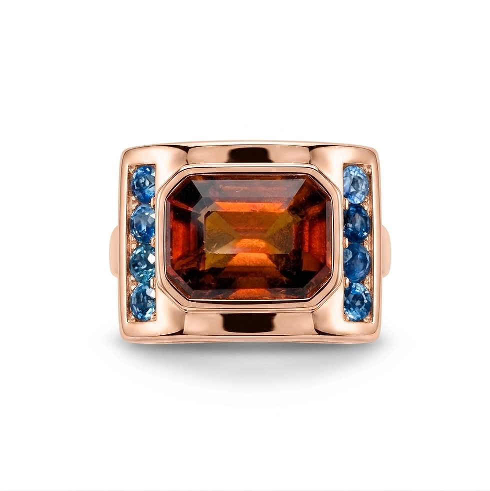 Miniatura: 4.83ct Natural Hessonite Garnet unisex ring Silver, Gold or Platinum