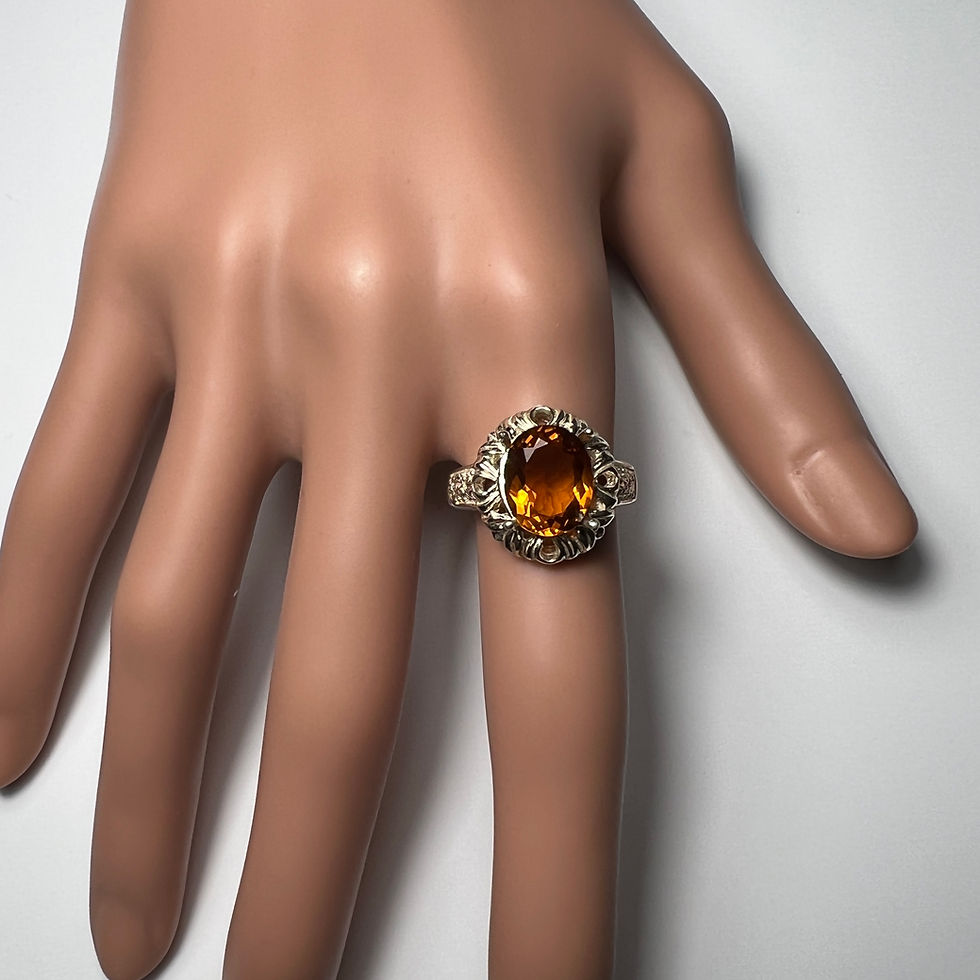 Miniatura: 2.85ct Natural Palmeira Golden Orange Citrine 925 Silver / Gold/ Platinum ring