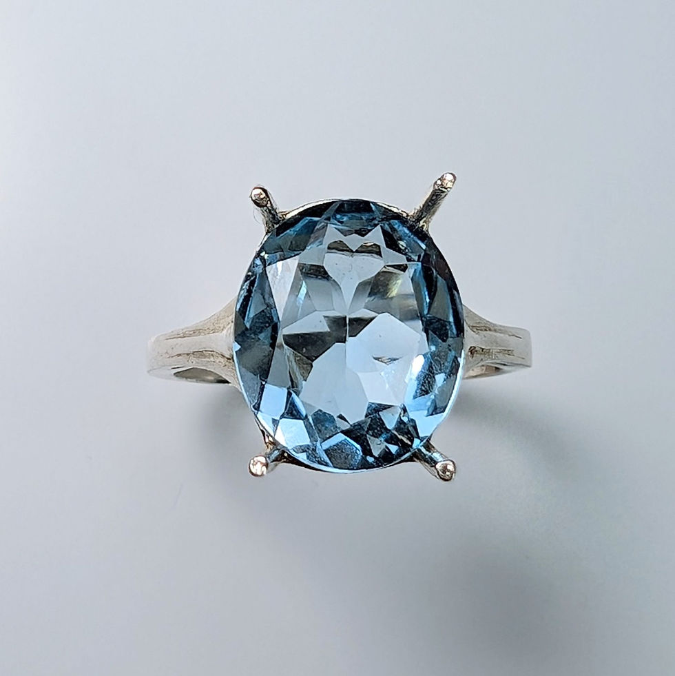 Миниатюра: 4.55ct Natural light Blue Topaz 925 Silver / Gold/ Platinum ring