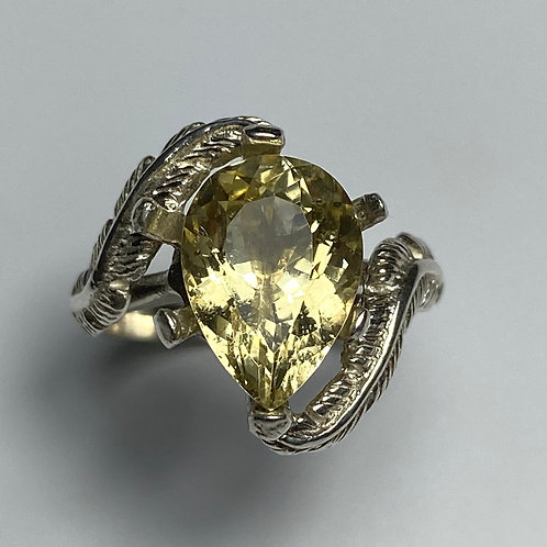 3.9cts Natural heliodor beryl 925 Silver / Gold/ Platinum ring