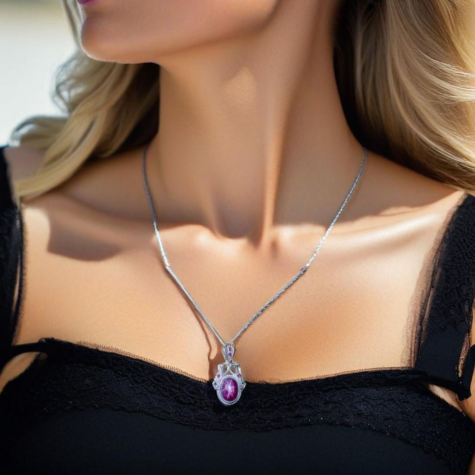 Thumbnail: 5.16ct Natural red Star ruby Silver / Gold pendant on chain