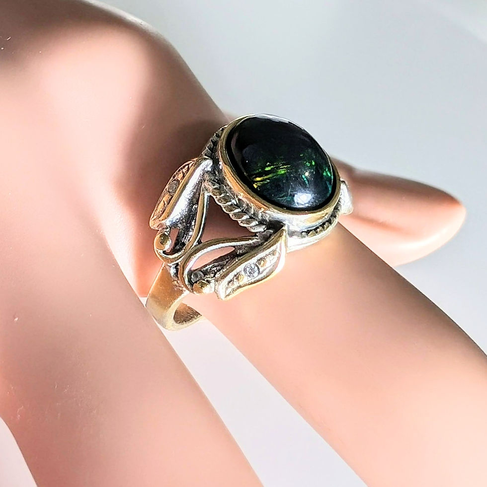 縮圖：1.7cts Natural Welo Black Opal Silver / Gold / Platinum ring
