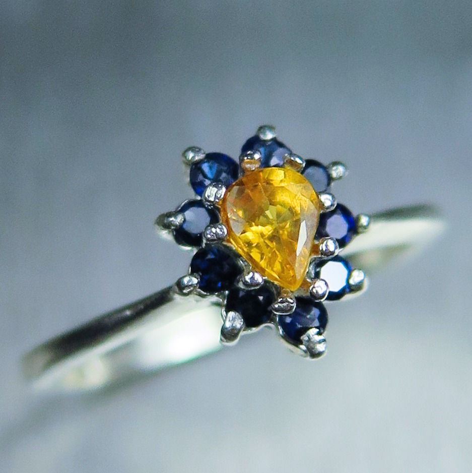 Miniatura: 0.45cts Natural fire orange sapphire 925 Silver / Gold/ Platinum engagement ring
