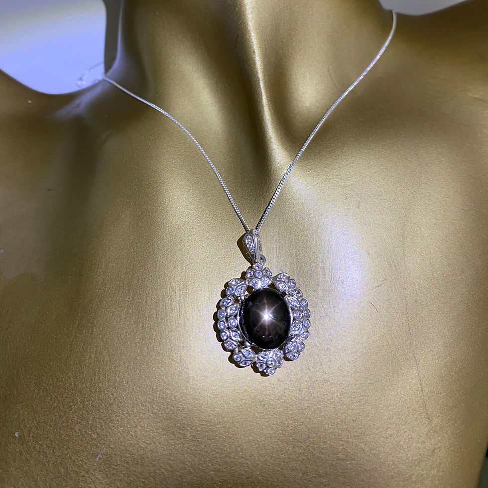 Miniatura: 11.45ct Natural Black star sapphire Silver / Gold / Platinum pendant