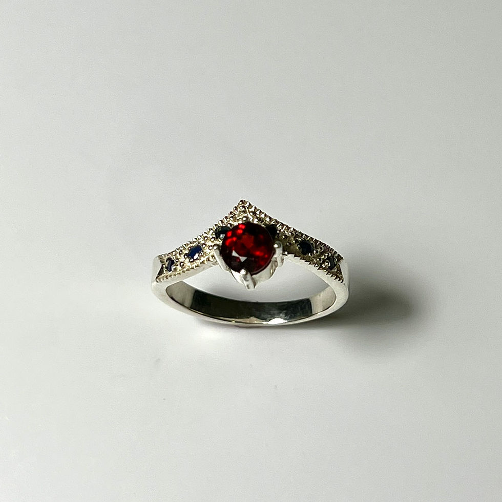 縮圖：Natural Garnet Spessartines Dark Red 925 Silver / Gold/ Platinum ring