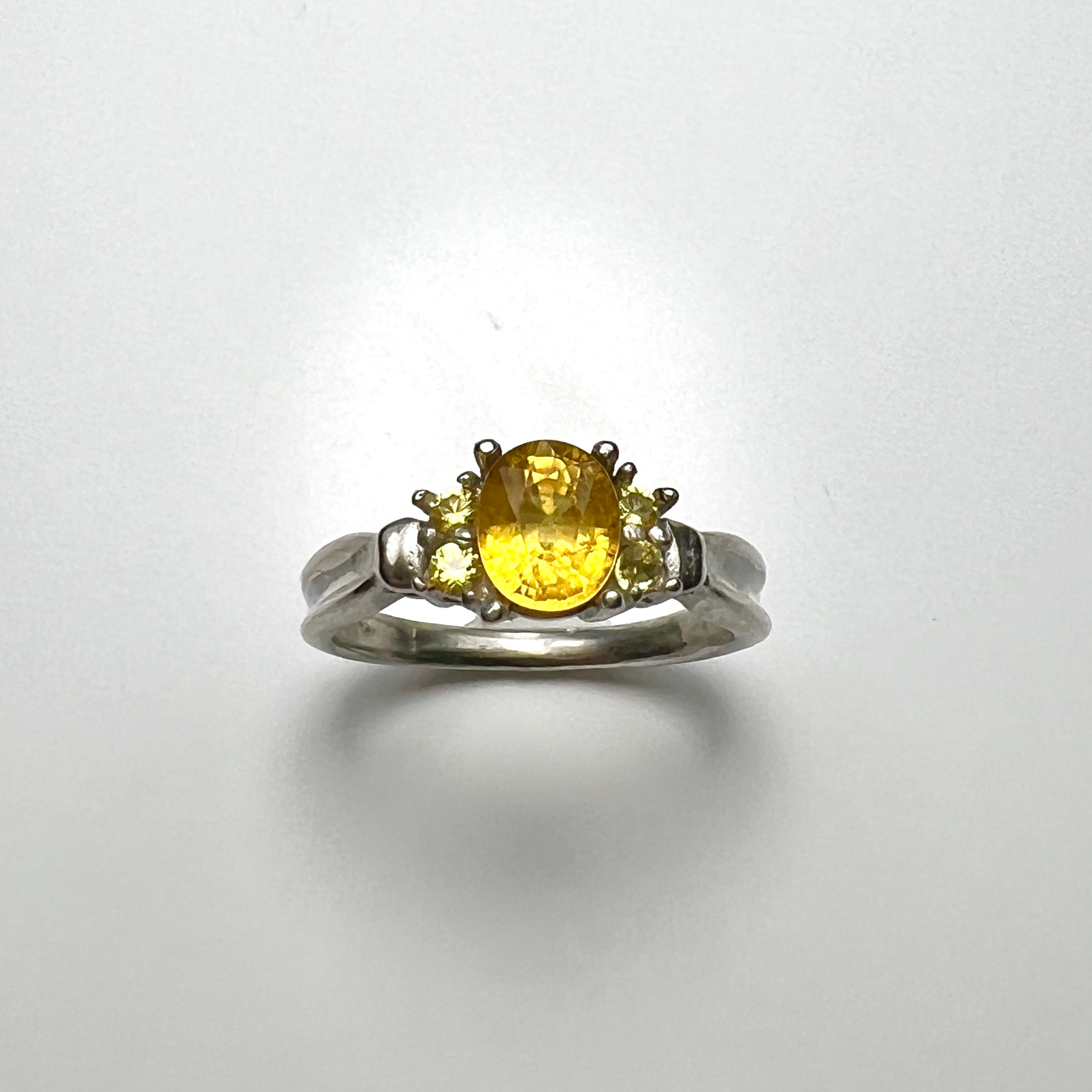 Natural Yellow sapphire 925 Silver / Gold/ Platinum engagement ring