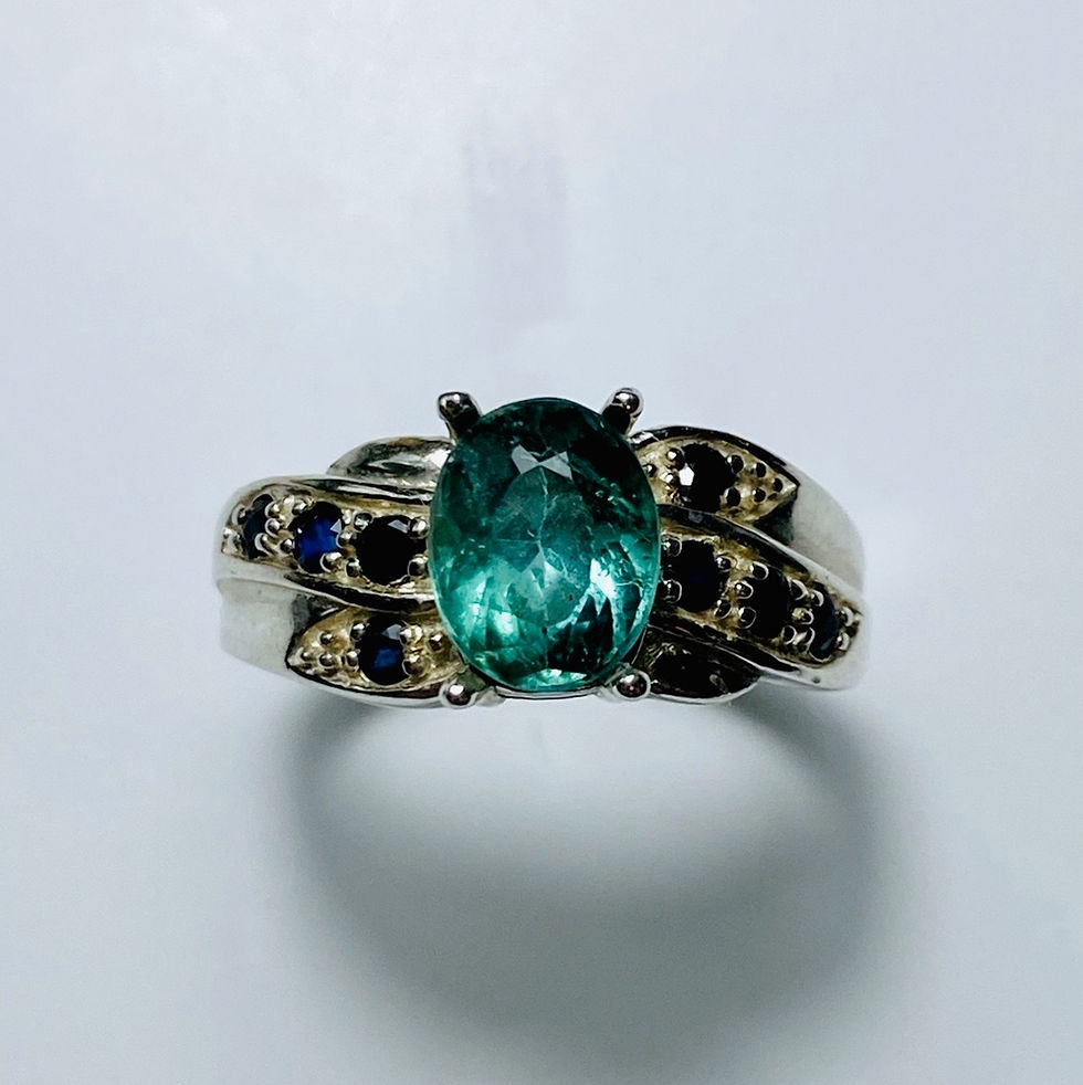 1.75ct Natural Indicolite tourmaline 925 Silver / Gold ring