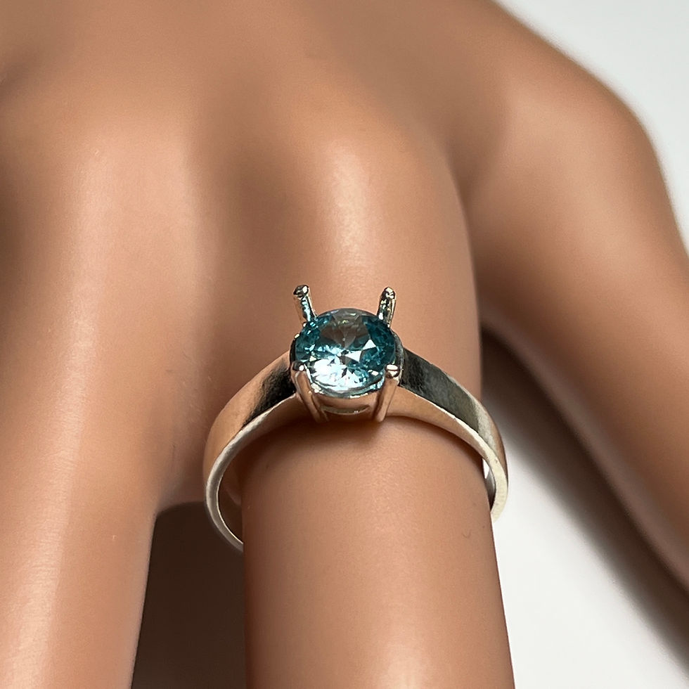 サムネイル： Natural Cambodian Blue Zircon 925 Sterling silver Platinum/ 9ct 14k 18k yellow white rose red Gold seahorse engagement ring a