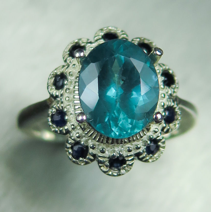 Miniatura: 1.35ct Natural Paraiba blue Apatite 925 Silver / Gold/ Platinum ring