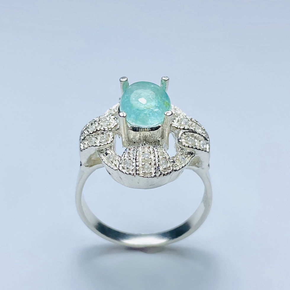 Миниатюра: Natural parailba blue tourmaline 925 Silver 9ct 14k 18k 375 585 750 Gold Platinum cabochon cocktail ring