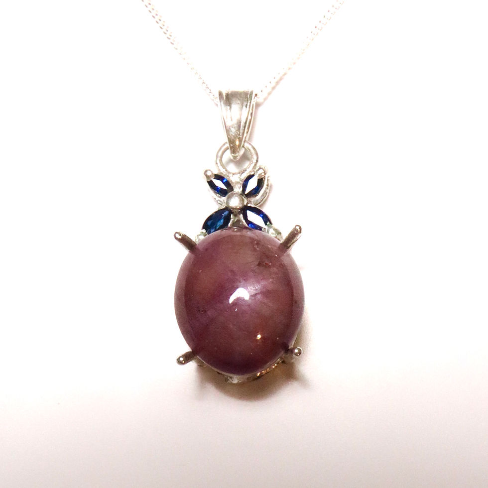 Miniature : 12ct Natural Red Star Ruby Silver / Gold / Platinum pendant on chain