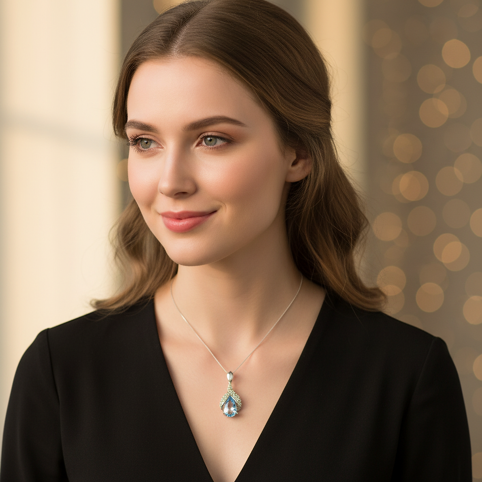 Thumbnail: 5.73ct Natural Topaz and peridot pendant Silver, Gold, Platinum