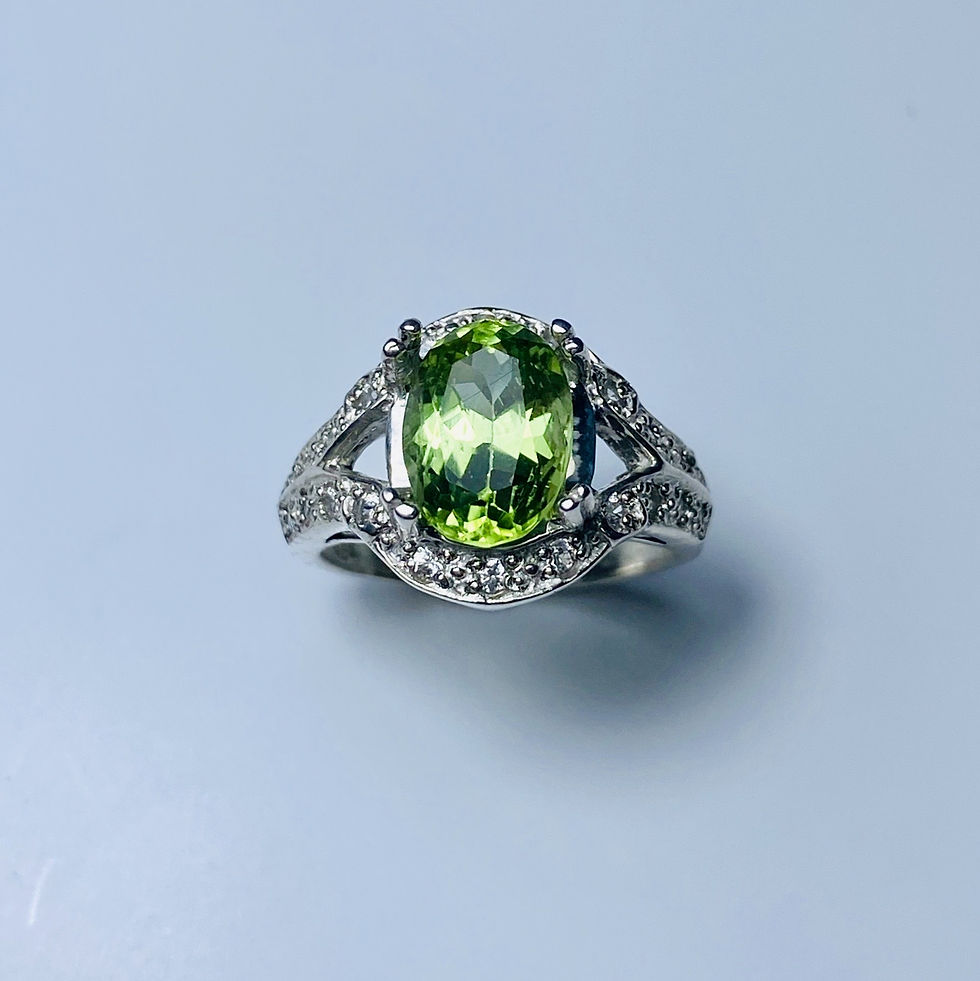 縮圖：3.25ct Natural Peridot Chrysolite 925 Silver / Gold/ Platinum ring