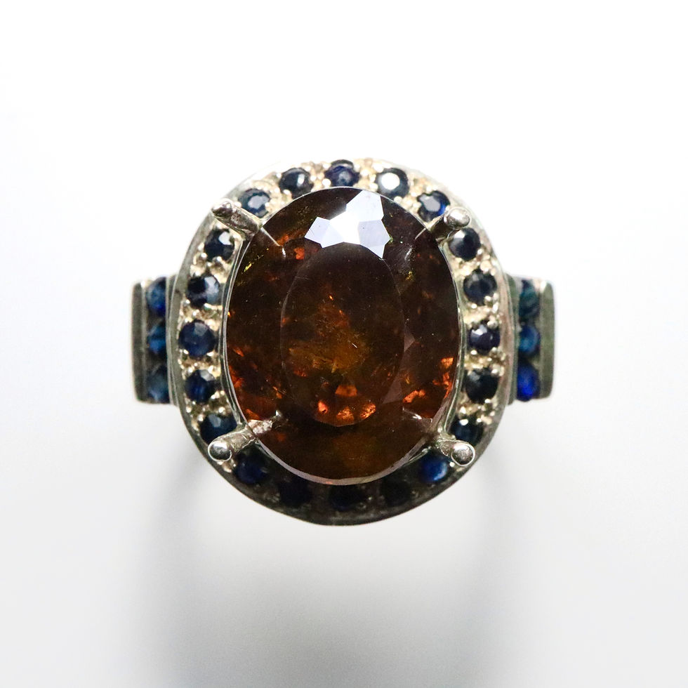 縮圖：9.6ct Natural Burnt Orange Sphalerite 925 Silver / Gold/ Platinum ring