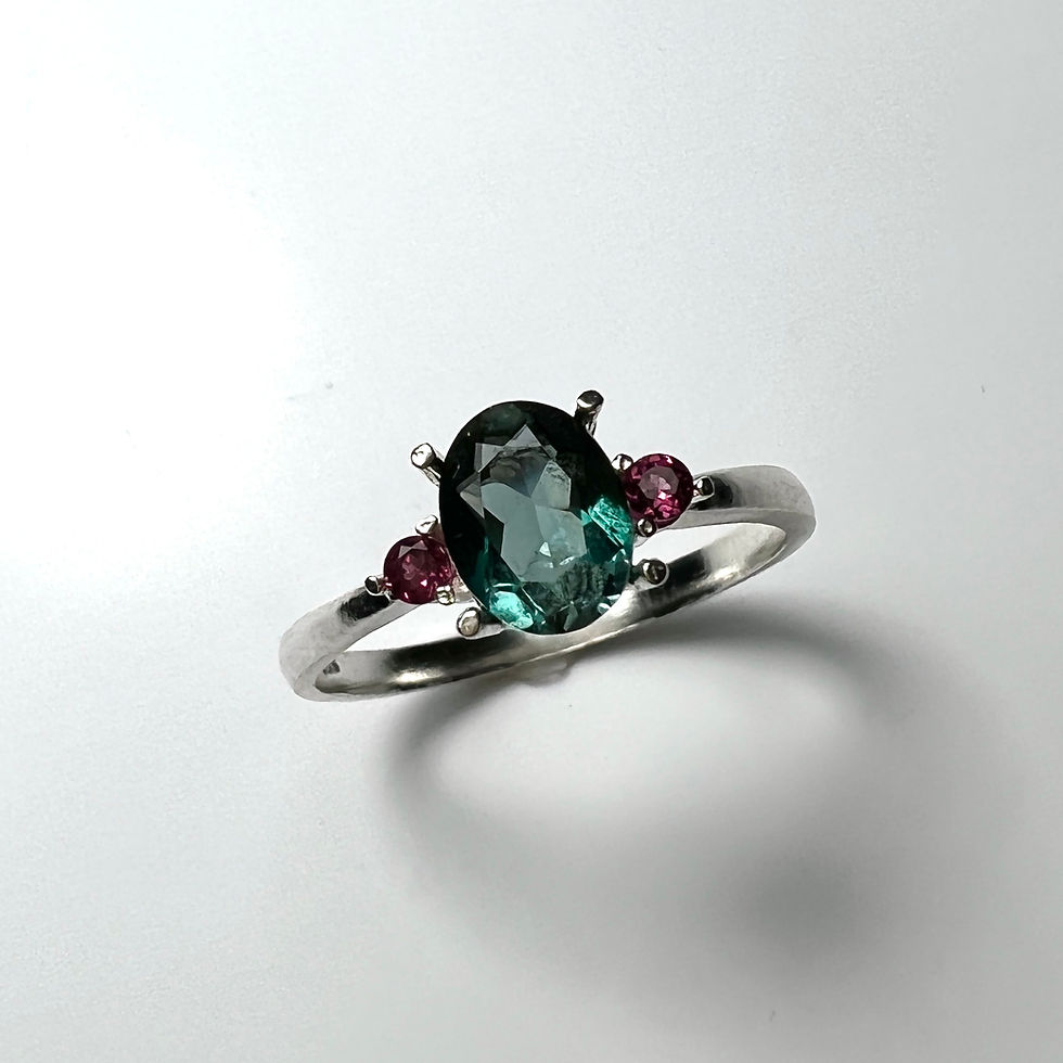 縮圖：Certified 0.9ct Natural Indicolite tourmaline 925 Silver / Gold ring