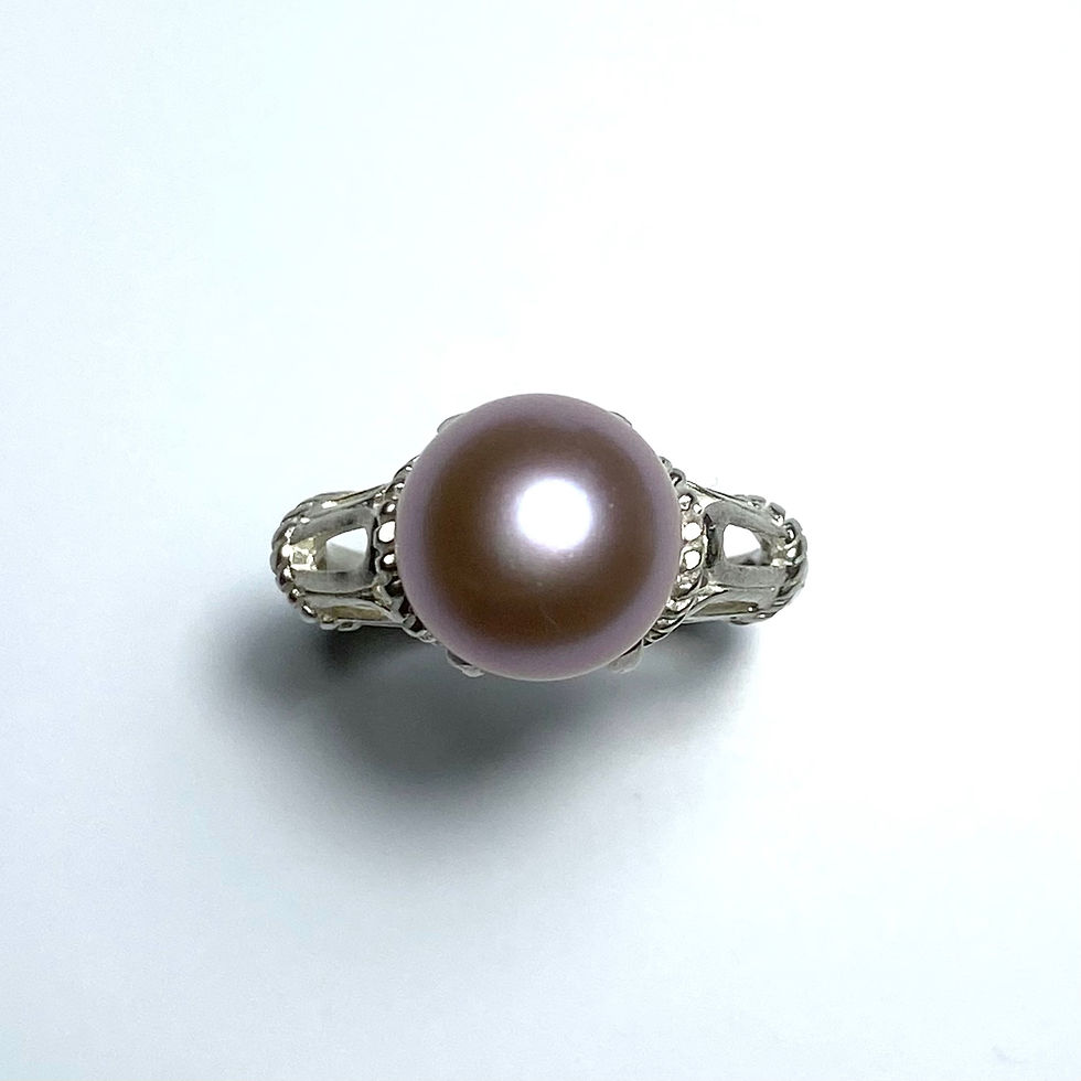 Miniature : Certified Cultured Lavender Pink Freshwater Pearl 925 Silver / Gold ring