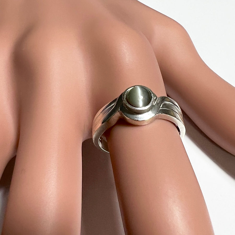 Miniature : 0.4ct Natural Alexandrite cats eye colour change 925 Silver / Gold/ ring