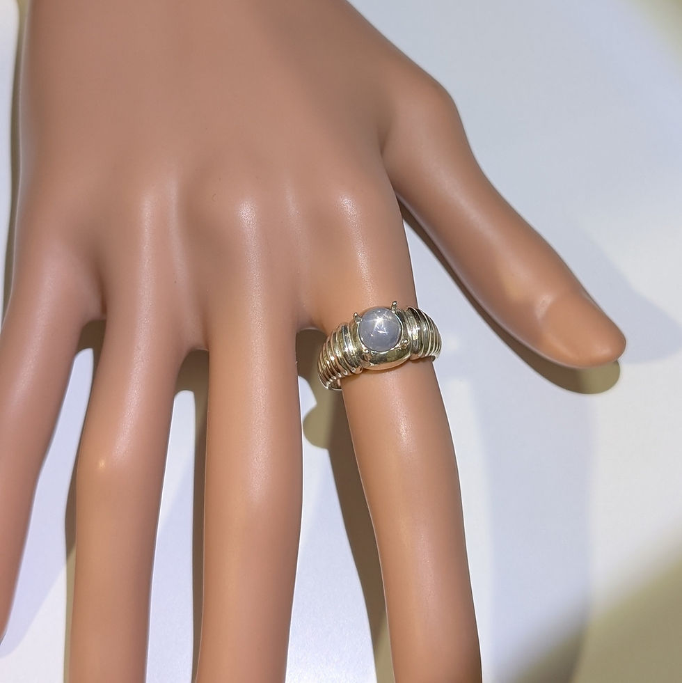 Miniature : 2.29ct Natural light blue grey Star Sapphire 925 Silver / Gold/ Platinum ring