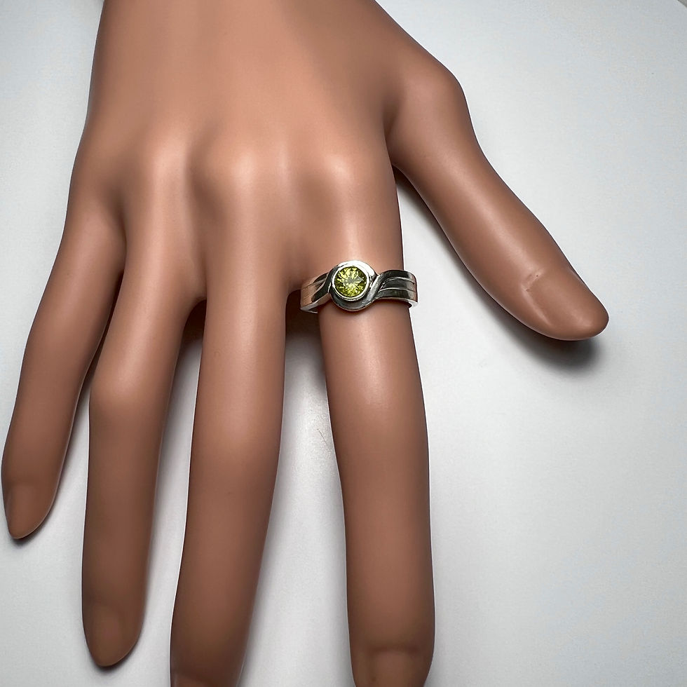 縮圖：0.6ct Natural demantoid andradite garnet 925 Silver / Gold unisex ring