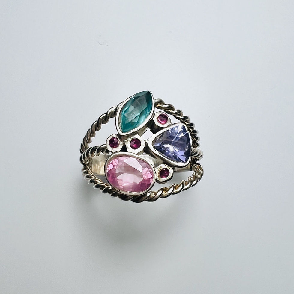 サムネイル： Certified Natural Spinel, Tanzanite, Grandidierite 925 Silver / Gold ring