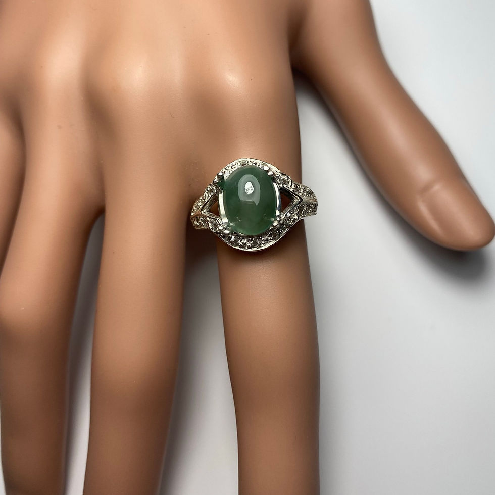 縮圖：2.45ct Natural Green Jade 925 Silver / Gold/ Platinum ring