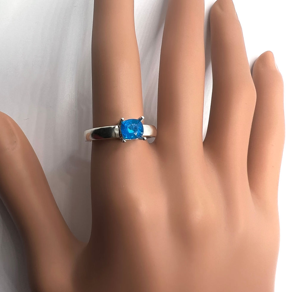 Миниатюра: 0.9ct Natural Paraiba blue Apatite 925 Silver/ Gold/ Platinum ring