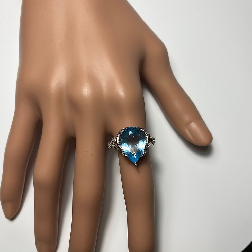 縮圖：7.7ct Natural Swiss Blue Topaz 925 Silver / Gold/ Platinum ring