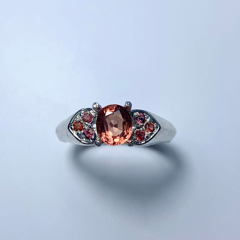 縮圖：Natural Sunset orange red Spinel 925 Silver / Gold/ Platinum heart ring