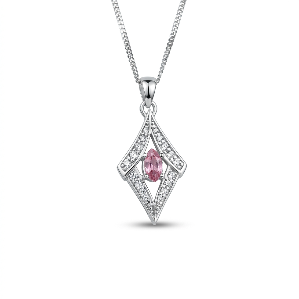 Миниатюра: 0.15ct Natural padparadscha sapphire 925 Sterling Silver, Gold, Platinum pendant