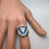 Miniature : 7.6ct Natural London blue Topaz 925 Silver / Gold/ Platinum ring