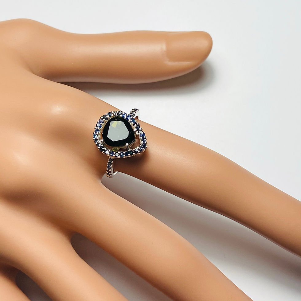 Miniature : 1.8ct Natural Forest tourmaline 925 Silver / Gold/ halo ring