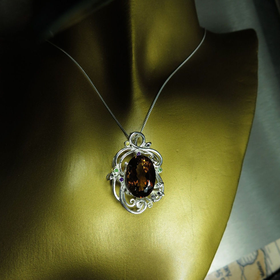 Thumbnail: Natural Imperial topaz brown orange yellow 925 Sterling silver 9ct 14k 18k 375 585 750 Gold Platinum pendant