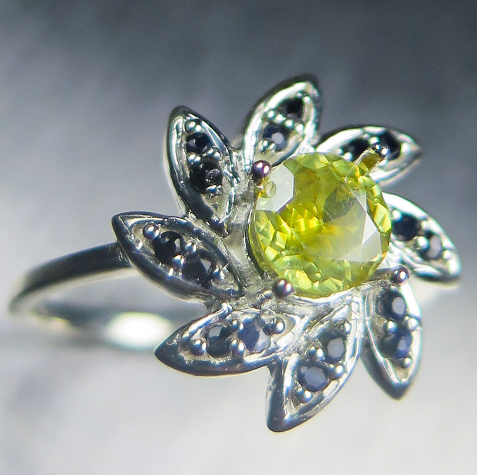 サムネイル： Natural Sphalerite 925 Silver / Gold/ Platinum ring