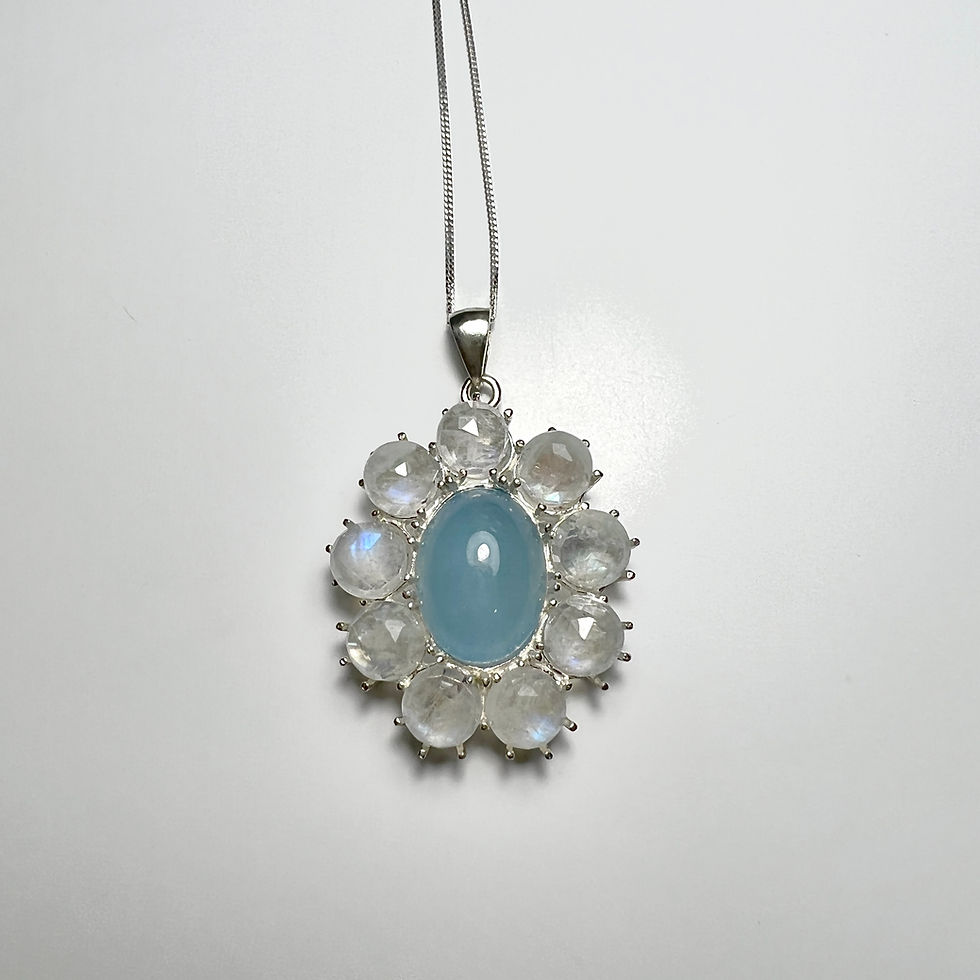 Thumbnail: 9.15ct Natural Blue Aquamarine cats eye Silver / Gold / Platinum pendant