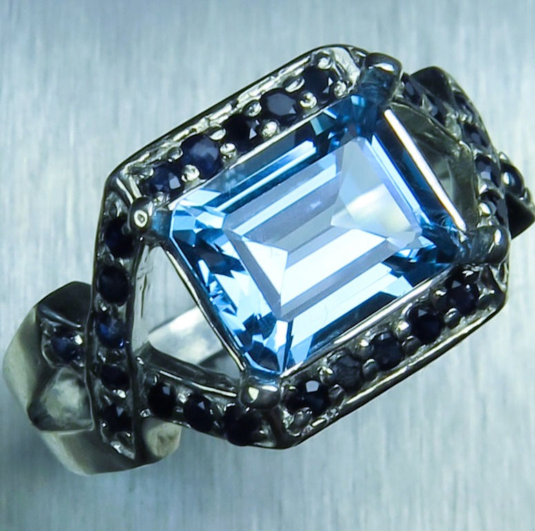 サムネイル： 2.8ct Natural Swiss Blue Topaz 925 Silver / Gold/ Platinum ring