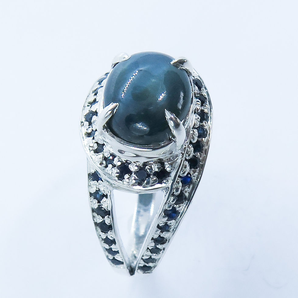 縮圖：Natural royal blue star Sapphire 925 Silver 9ct 14k 18k 375 585 750 Gold 950 Platinum marine knot ring