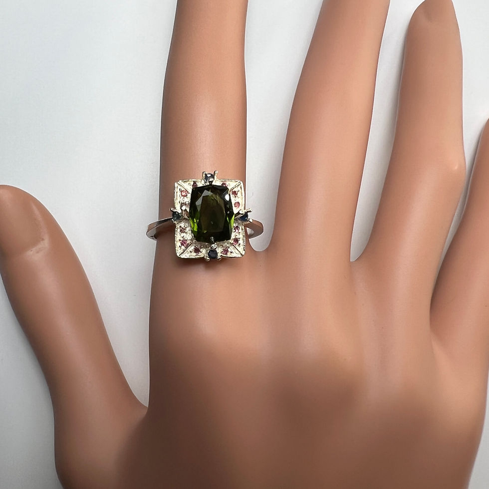 縮圖：1.3ct Natural Chrome Green tourmaline 925 Silver / Gold/ ring