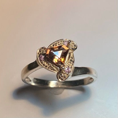 Miniature : Natural axinite 925 Silver / Gold/ Platinum Art deco ring