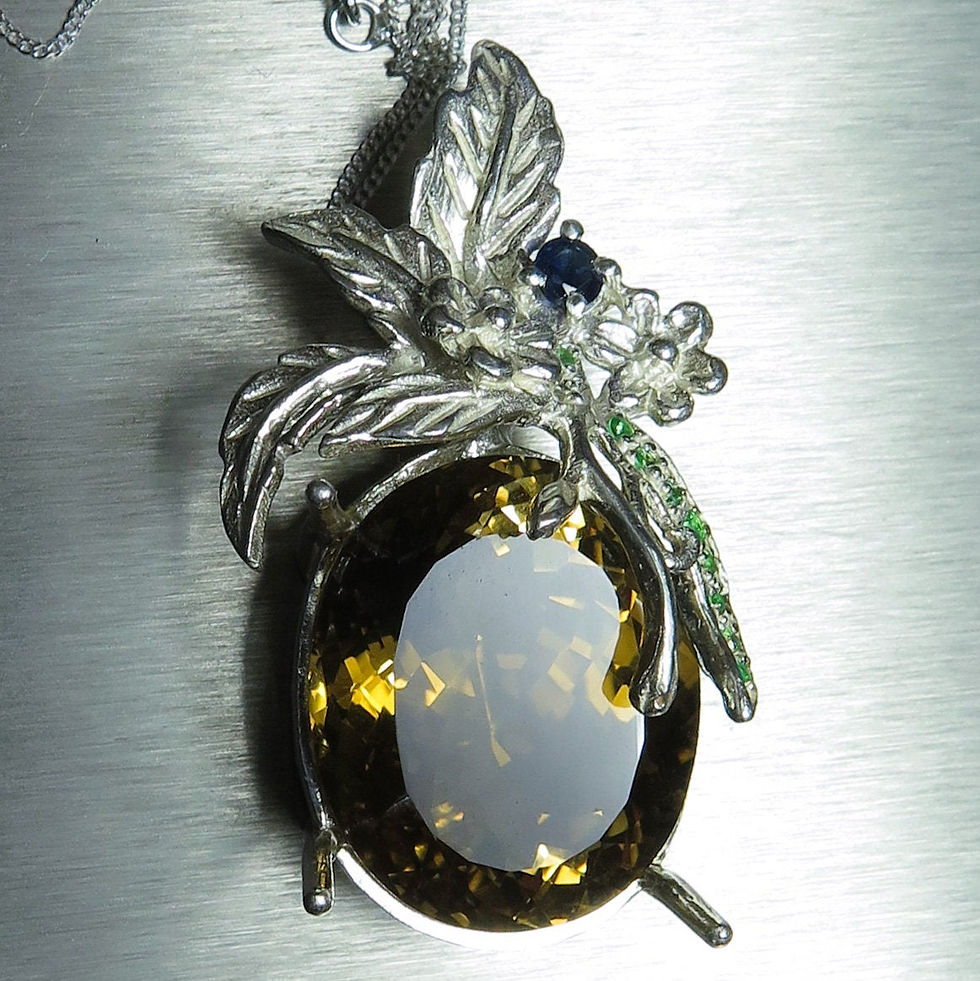 Miniatura: 33ct Natural Citrine Silver / Gold / Platinum pendant on chain