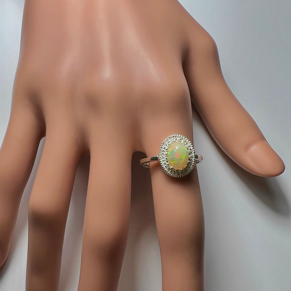 サムネイル： Natural multi-colour Welo Opal Silver / Gold / Platinum ring