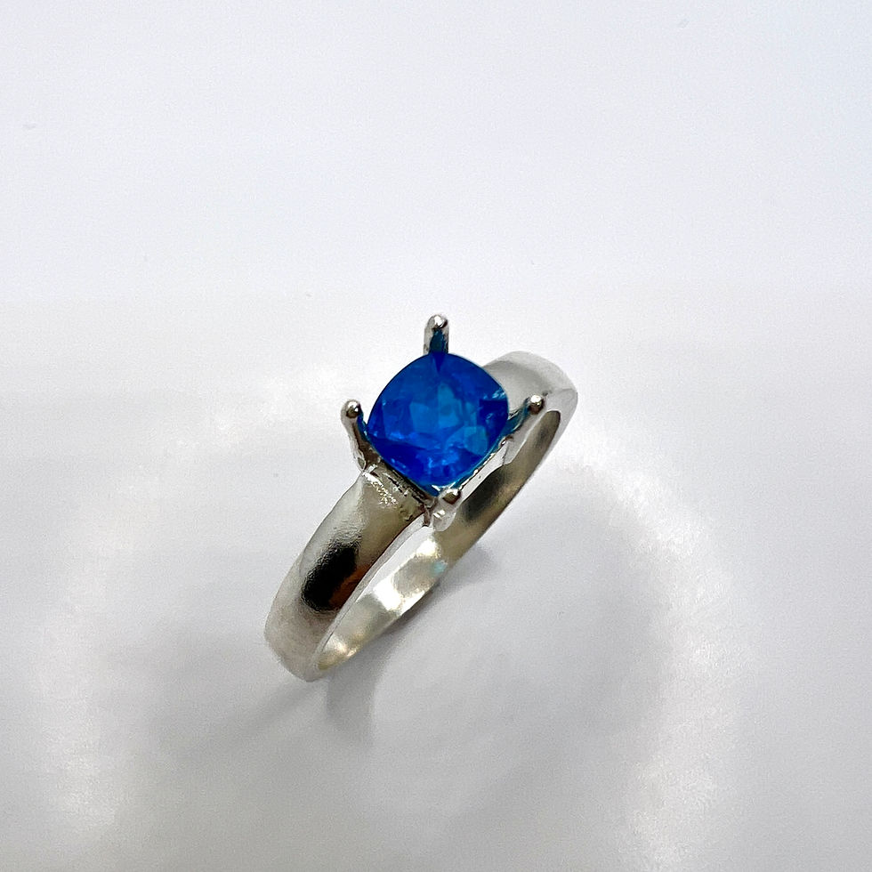 Миниатюра: 0.9ct Natural Paraiba blue Apatite 925 Silver/ Gold/ Platinum ring