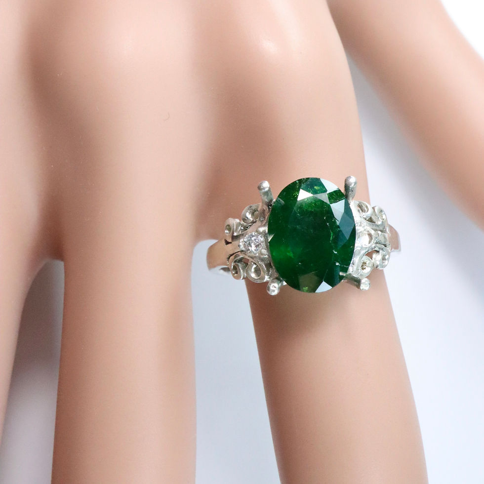 Miniatura: 4.1ct Natural Tsavorite Garnet 925 Silver / Gold/ Platinum engagement ring