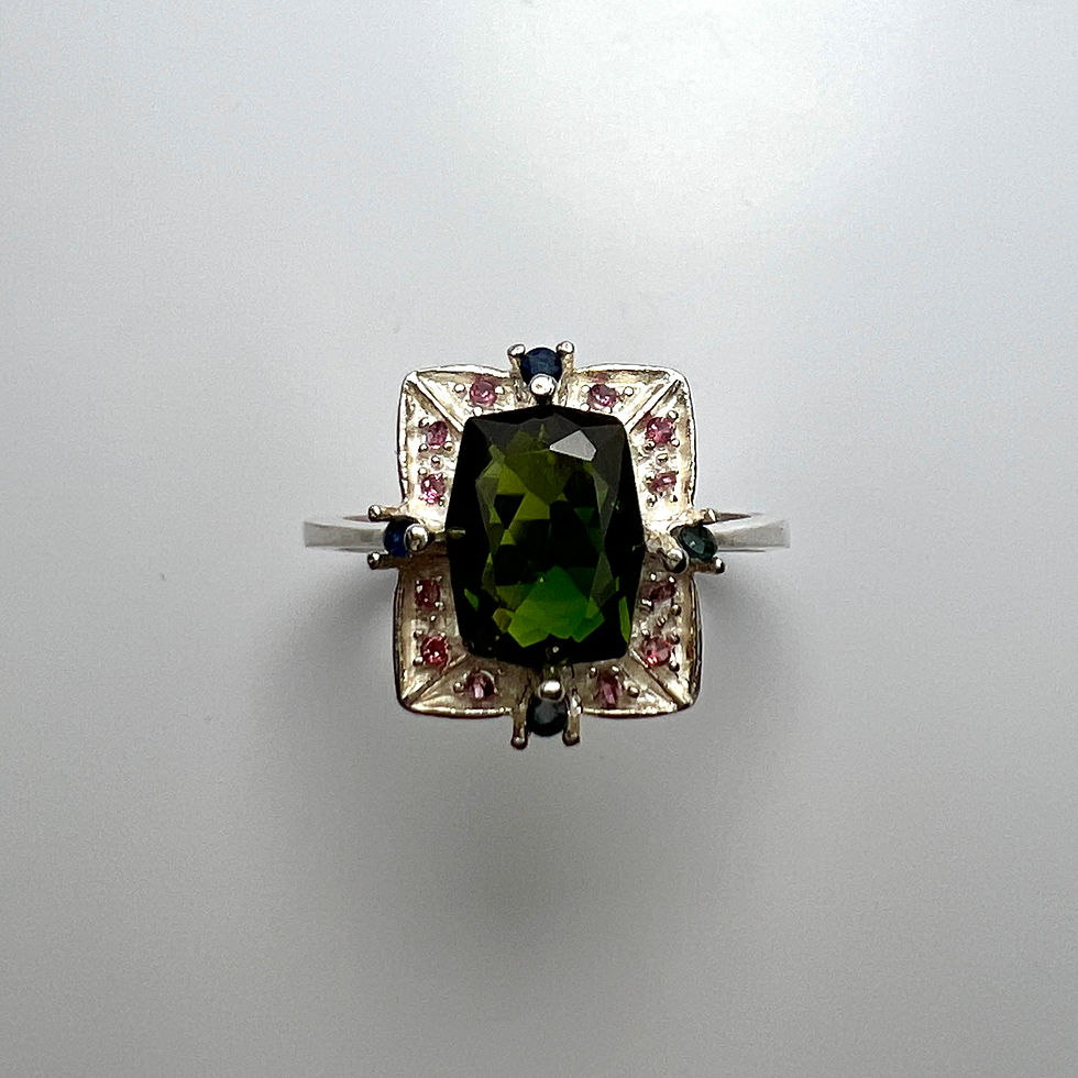 縮圖：1.3ct Natural Chrome Green tourmaline 925 Silver / Gold/ ring