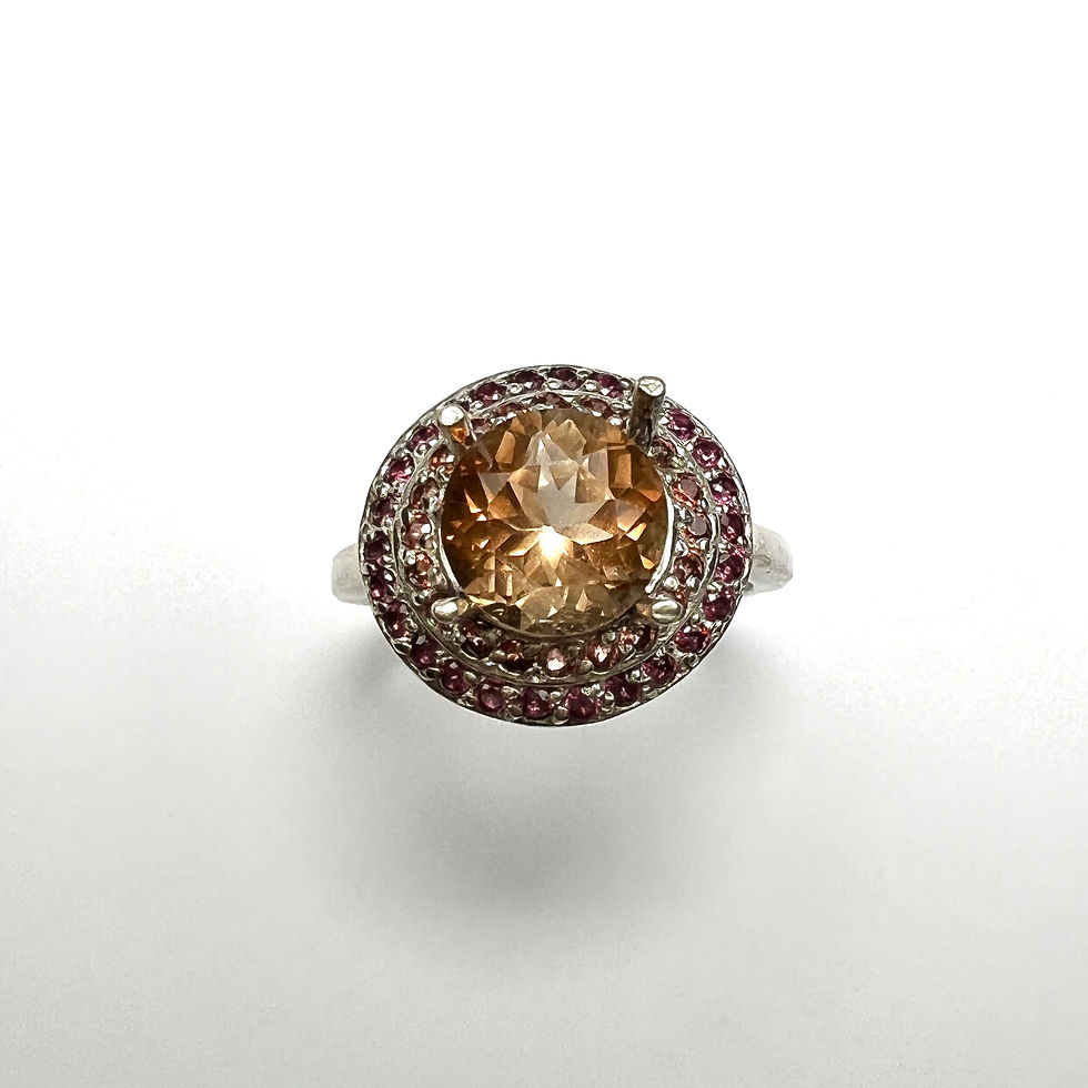 2.2cts Natural Imperial topaz peach brown 925 Silver/ Gold/ Platinum ring