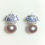 Miniature : Certified Cultured Lavender Freshwater Pearl 925 Silver /Gold stud earrings